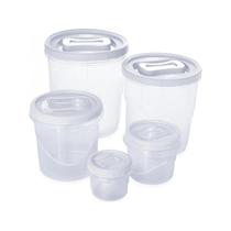 Conjunto Com 5 Potes Para Mantimento Arroz Feijão Farinha Macarrão E Café Cor Branco Plasútil