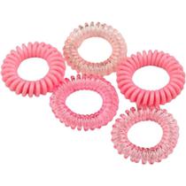 Conjunto com 5 Prendedores de Borrachinhas de Mola Rosa - Tuli