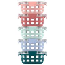 Conjunto com 5 Recipientes de Vidro Ello Duraglass 800mL para Armazenamento de Alimentos