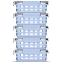 Conjunto com 5 Recipientes de Vidro Ello Duraglass 800mL para Armazenamento de Alimentos