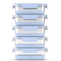 Conjunto com 5 Recipientes de Vidro Ello Duraglass 800mL para Armazenamento de Alimentos