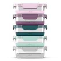 Conjunto com 5 Recipientes de Vidro Ello Duraglass 800mL para Armazenamento de Alimentos