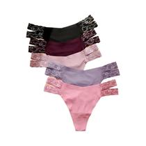 Conjunto com 5 Tangas de Renda Sexy Femininas - Sem Costura e Elásticas