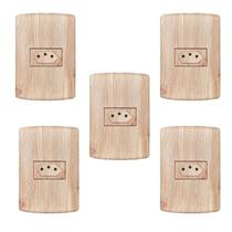 Conjunto com 5 Tomadas 2p+t 10a 250v, Modular, com Placa 4x2 e Suporte