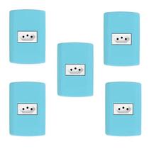 Conjunto com 5 Tomadas 2p+t 10a 250v, Modular, com Placa 4x2 e Suporte