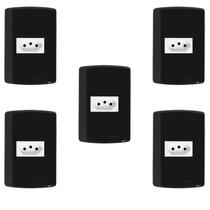 Conjunto com 5 Tomadas 2p+t 10a 250v, Modular, com Placa 4x2 e Suporte