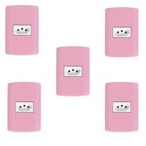Conjunto com 5 Tomadas 2P+T 10A 250V Pluzie Modular 4x2 Rosa Conjunto com 5 Tomadas 2P+T 10A 250V Pluzie Modular 4x2 Rosa