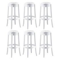 Conjunto com 6 Banquetasde Plástico Shine Branco Conjunto com 6 Banquetasde Plástico Shine Branco
