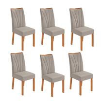 Conjunto com 6 Cadeiras Apogeu Veludo Capuccino e Amêndoa Conjunto com 6 Cadeiras Apogeu Veludo Capuccino e Amêndoa