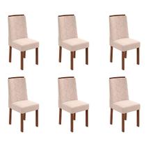 Conjunto com 6 Cadeiras Astrid Linho Bege e Imbuia Clean