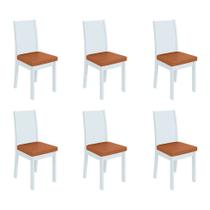 Conjunto com 6 Cadeiras Athenas Sintético Caramelo e Branco - Mobly