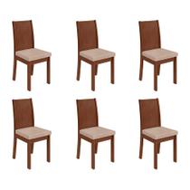 Conjunto com 6 Cadeiras Athenas Veludo Creme e Imbuia Clean