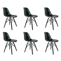 Conjunto com 6 Cadeiras Charles Eames Preto