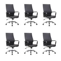 Conjunto com 6 Cadeiras de Escritório Diretor Giratórias Cleaner Preto