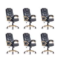 Conjunto com 6 Cadeiras de Escritório Giratórias Clark Preto
