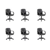Conjunto com 6 Cadeiras de Escritório Secretária Clean Preta