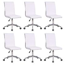 Conjunto com 6 Cadeiras de Escritório Secretária Giratórias Marilyn Branco