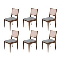 Conjunto com 6 Cadeiras de Jantar Estofada Suellen Mel Linho Cinza Conjunto com 6 Cadeiras de Jantar Estofada Suellen Mel Linho Cinza