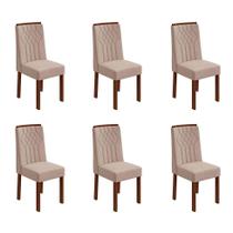 Conjunto com 6 Cadeiras Exclusive Veludo Creme e Imbuia Clean
