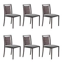 Conjunto com 6 Cadeiras GrÃcia II Linho Cinza Escuro - Mobly