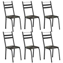 Conjunto Com 6 Cadeiras Leia Artefamol Preto/flor Conjunto Com 6 Cadeiras Leia Artefamol Preto/flor