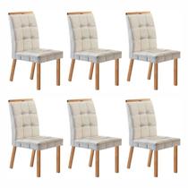 Conjunto com 6 Cadeiras Madeira Maciça e Estofada 99,5x45,5x74,5cm Sophia