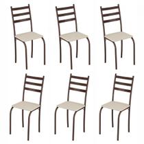 Conjunto com 6 Cadeiras Maraba Marrom Assento Creme Teixeira