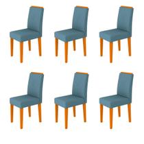 Conjunto Com 6 Cadeiras Para Sala De Jantar Amanda Ype Azul Claro WD26 New Ceval