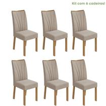 Conjunto com 6 Cadeiras para Sala de Jantar Apogeu Amêndoa Clean/Naturale Creme