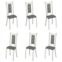 Conjunto com 6 Cadeiras Paris Liso Branco com Mosaico Cinza Teixeira