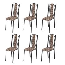 Conjunto Com 6 Cadeiras Tubular 028 SF Preto Assento Mosaico Palha Artefamol