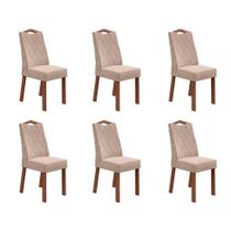 Conjunto com 6 Cadeiras Venus Veludo Creme e Imbuia Clean