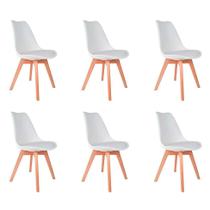 Conjunto com 6 Cadeiras Wood Mendoza Branco - Mobly