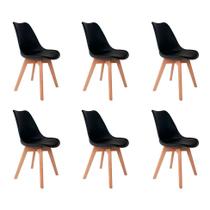 Conjunto com 6 Cadeiras Wood Mendoza Preto - Mobly