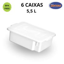 Conjunto Com 6 Caixas Organizadoras Com Tampo 5,65L Branca Conjunto Com 6 Caixas Organizadoras Com Tampo 5,65L Branca