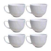 Conjunto Com 6 Canecas Jumbo De Melamina Branca 735ml Tigela Redonda Com Alça Para Sopa Cumcuca De Melamina Bowl Para Sobremesa 735ml Bestfer