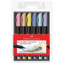 Conjunto com 6 Canetinhas Brush SuperSoft Pastel - Faber-Castell
