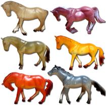 Conjunto com 6 Cavalos de Vinil com 12cm Infantil Maquetes