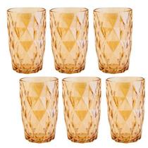 Conjunto Com 6 Copos De Vidro Diamond 350Ml Ambar Conjunto Com 6 Copos De Vidro Diamond 350Ml Ambar