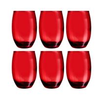 Conjunto Com 6 Copos Vidro Bellagio 450ml Grande Vermelho