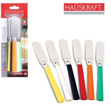 Conjunto com 6 Espátulas de Inox com Cabo Colorido para Manteiga Patê