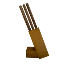 Conjunto com 6 facas Cabo Madeira churrasco e Cepo inclinado