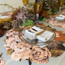 Conjunto com 6 jogos americano coleção folhas secas 3D