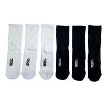 Conjunto com 6 Pares de Meias 3 Brancas 3 Pretas Malharia Circular Tamanho: 39-43 - Basic+