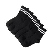 Conjunto com 6 Pares de Meias Femininas de Algodão - Cano Alto, Branca e Preta Conjunto com 6 Pares de Meias Femininas de Algodão - Cano Alto, Branca e Preta