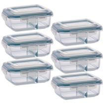 Conjunto Com 6 Potes 640ml Divisória Hermético Marmita Conjunto Com 6 Potes 640ml Divisória Hermético Marmita