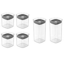 Conjunto Com 6 Potes Herméticos Block Modular Natural - OU Conjunto Com 6 Potes Herméticos Block Modular Natural - OU