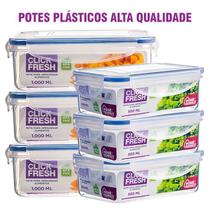 Conjunto com 6 potes herméticos de qualidade click fresh