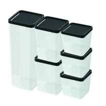 Conjunto Com 6 Potes Modulares Preto Nitron