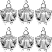 Conjunto com 6 Potiches Vidro Multiuso para Lembrancinhas Festa PortaVela Bombom Brinco Design Luxuoso Elegante Decoração Organização Casa Armário Conjunto com 6 Potiches Vidro Multiuso para Lembrancinhas Festa PortaVela Bombom Brinco Design Luxuoso Elegante Decoração Organização Casa Armário